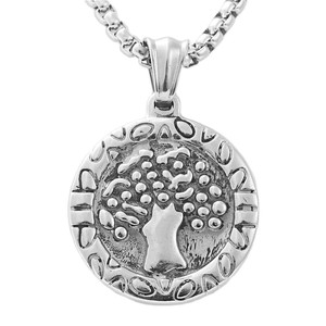 yunnique Stainless Steel <b>Tree</b> Of Life Pendant <b>Necklace</b> Men's Retro Geometric Design 19008 - Product Image 4