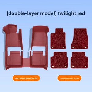 Tappetino in Vera Pelle di Lusso Rosso Vino per <span class=keywords><strong>Audi</strong></span> A6L, Modelli 2017-2026 - Tappetino Auto di Alta Gamma Monoblocco Completo - Product Image 5