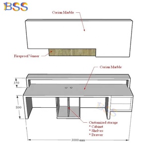 Mostrador de Recepción <span class=keywords><strong>para</strong></span> Clínica Hospitalaria, Diseño Moderno, Hecho a Medida, 2 Computadoras, Mostrador de Recepción de Mármol Blanco <span class=keywords><strong>para</strong></span> Clínica - Product Image 3