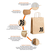 Sac d'emballage de transport écologique en papier kraft brun avec poignées Emballage de restaurant à emporter kraft personnalisé pour épicerie fast-food