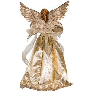 Conjunto de Presente de Ornamento de Árvore de Natal com Luz de Candeia de Anjo Pintado à Mão em LED Dourado de 30 cm com Tecido Plush e Materiais Plásticos - Product Image 4