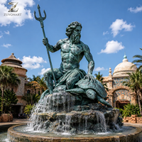 Statue de Poséidon en bronze, sculpture de fontaine personnalisée du dieu de la mer avec tortue pour la décoration extérieure de hôtels, de complexes hôteliers et de jardins.