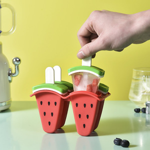 Moule en <span class=keywords><strong>silicone</strong></span> créatif pour fruits, écologique, pour la maison, avec couvercle pour bâtonnets de sucettes glacées en PP, pour la fabrication de glaces en forme de pastèque - Product Image 1