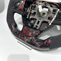 Volant sport en fibre de carbone rouge forgé pour Renault Clio 4, design tendance, fond plat avec suède