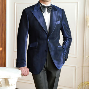 الرجال ضئيلة تناسب متعرجة سهرة سترة العريس مع اثنين من الأزرار اللباس الرسمي مأدبة الزفاف معطف بدلة لامعة - Product Image 2