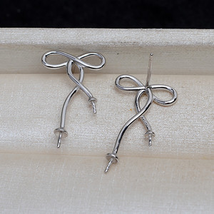 Boucles d'oreilles en argent S925 pour femmes, personnalisées, avec perle, support vide pour bricolage, accessoires 4283 - Composants et trouvailles de bijoux - Product Image 2
