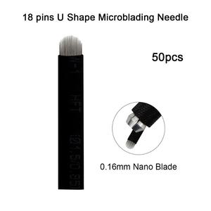 Cuchillas de artista para <span class=keywords><strong>Microblading</strong></span> de cejas, n. ° 18, microcuchillas U18, 0,16mm, Nano agujas, afiladas, negras, para trazo de pelo, cejas, venta al por mayor - Product Image 6