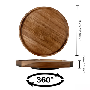 Piatti da portata rotondi e vassoi decorativi <span class=keywords><strong>in</strong></span> legno di acacia - 8 pollici 360 °   Vassoio <span class=keywords><strong>rotondo</strong></span> <span class=keywords><strong>in</strong></span> legno girevole da 30 cm, vassoio girevole <span class=keywords><strong>in</strong></span> legno per fiori - Product Image 4