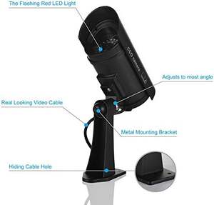 Caméra de sécurité factice à lumière clignotante rouge réaliste fausse Surveillance CCTV 11B modèle électronique grand public - Product Image 3