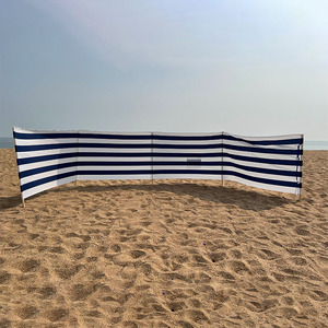 Color Optional Soft Easy Dry Cotton Feeling Fabric Camping <strong>Wind</strong> Screen <strong>Wind</strong> <strong>Breaker</strong> Fence with Nature Wood Pole - Product Image 1