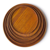 Vente de gros Assiette à fruits en bois massif Assiette à goûter aux fruits secs Salade en bois d'acacia Grande assiette en bois