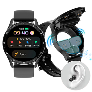X10 Thông Minh Đồng Hồ Với Tai Nghe Earbuds TWS Tai Nghe 2 Trong 1 Kinh Doanh Thể Thao Đồng Hồ Phổ Sức Khỏe Giám Sát Cảm Ứng <span class=keywords><strong>Bluetooth</strong></span> Đồng Hồ - Product Image 1