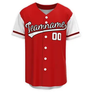 Individuelles Jugend-Baseball-Uniform-Set Knopfleiste Baseballtrikot Stickerei sublimiertes Team Baseballtrikot T-Shirts