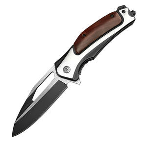 سكين جيب قابل للطي محمول للصيد والتخييم مصنوع من فولاذ 5Cr13Mov وفولاذ 420 مع مقبض خشبي ملون - Product Image 1