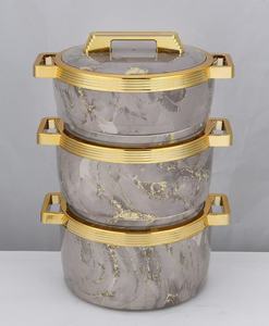 Ensemble moderne de 3 casseroles isothermes 1,5L, 2L, 2,5L, finition marbre, avec accent doré, <span class=keywords><strong>cadeau</strong></span> de mariage - Product Image 5