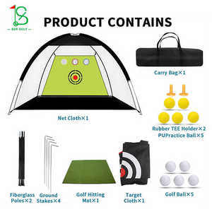 Red de Práctica de Golf Portátil, Jaula de Práctica de Nylon y Fibra de Vidrio, Negra y Verde, para Entrenamiento de Swing en Interiores y Exteriores SE-104 - Product Image 4