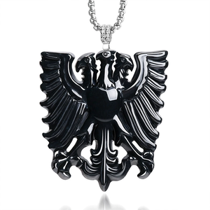 Colgante de emblema de tres águilas de jade natural genuino de grado A, hecho de plata S925 y jade. Diseño moderno y único. - Product Image 1