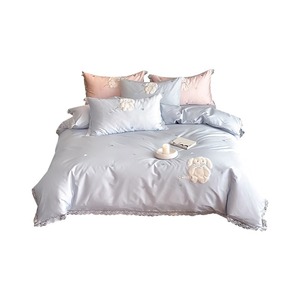 Cartoon 100s Long-staple Cotton Pure Cotton Four-piece Set <strong>Cute</strong> Girly Lace Embroidery Customizable Sheet Type Quilt <strong>Bedding</strong> - Product Image 5