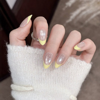 Ongles en gel perlé peints à la main, luxe, courts, en forme d'amande, à presser, réutilisables, manucure minimaliste, fournisseur en gros