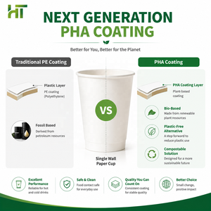Gobelet à café compostable écologique à paroi simple de 8 oz avec revêtement PHA, gobelet jetable pour boissons chaudes, fabricant OEM personnalisé, fournisseur - Product Image 4