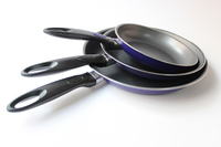 Set Wajan Goreng 3 Pcs Anti Lengket, Baja Karbon, Dasar Rata, Gagang Bakelite Hitam, untuk Dapur, Penawaran Pabrik