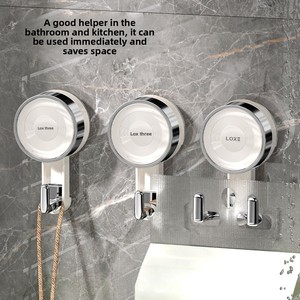 Gancio a ventosa sottovuoto senza foratura, adesivo senza tracce per bagno e <span class=keywords><strong>cucina</strong></span>, appendiabiti resistente, stile lusso leggero, in ABS. - Product Image 3