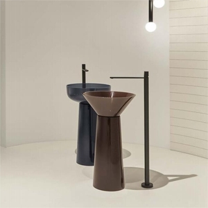 Hiện đại tùy chỉnh trong suốt màu đen bề mặt rắn nhựa đá nhân tạo freestanding rửa phòng tắm lưu vực bệ bồn rửa - Product Image 2