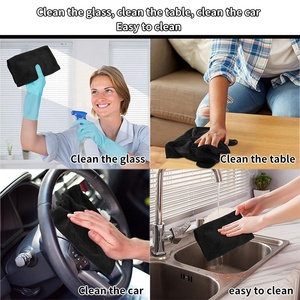 Serviette de salon 400gsm pour <span class=keywords><strong>cheveux</strong></span> secs Serviettes en <span class=keywords><strong>microfibre</strong></span> pour le nettoyage de la voiture Serviette de lavage à séchage rapide 40*40cm Chiffon de nettoyage de couleur noire - Product Image 4