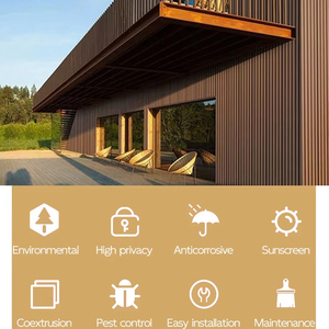 Fabrik-Großhandel WPC Geriffelte Deckenplatte Co-Extrusions-Gitter Dekorative Fassade Wasserfeste ASA-Wandplatte für Außenwände - Product Image 2