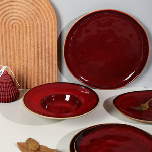 Plato de Servir Irregular Estilo Japonés Retro Occidental Yamano, Apto para Horno y Microondas, para Bodas, Cumpleaños, Inauguraciones de Casa, Premios - Product Image 2