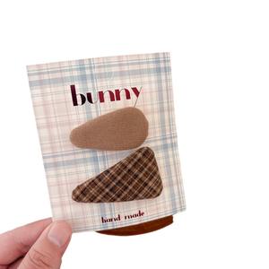 Barrette géométrique à carreaux en <span class=keywords><strong>tissu</strong></span> tricoté pour enfants, accessoire capillaire coréen à <span class=keywords><strong>pois</strong></span>, style parent-enfant, latéral - Product Image 5