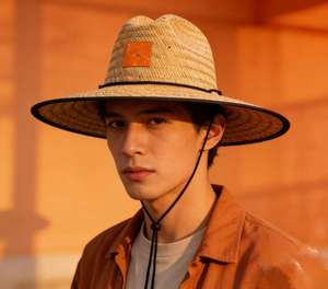 Chapeau de paille personnalisé pour l'extérieur, imprimé soleil, été, surf, plage, pêche naturelle, style sauveteur - Product Image 1