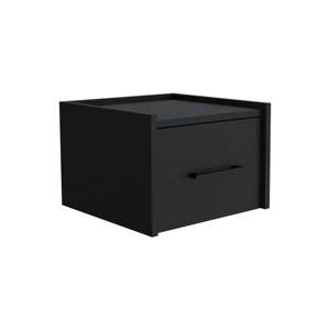 Boa Floating Nightstand Single <b>Drawer</b> Wall Mounted Black Bedroom <b>Side</b> Table - Product Image 2