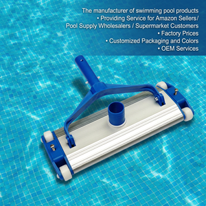 Venta caliente Durable Heavy Duty Ponderado 14 "Herramienta de limpieza <span class=keywords><strong>manual</strong></span> Limpiador de piscinas Cabezal de vacío de aluminio con ruedas y cepillo inferior - Product Image 5