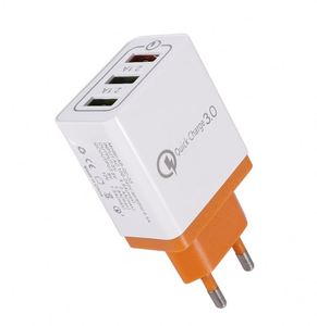 อะแดปเตอร์แปลงไฟแบบสามพอร์ต 3A QC3.0 USB ชาร์จเร็ว สำหรับโทรศัพท์มือถือแอนดรอยด์ ใช้ได้กับมาตรฐานยุโรป อเมริกา และอังกฤษ - Product Image 1