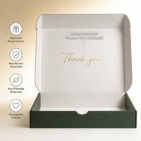 Boîte d'expédition de luxe personnalisée vert forêt avec logo doré, emballage boutique haut de gamme pour une expérience d'ouverture éco-luxe