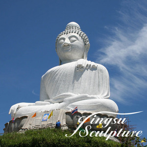 Diseño Popular Templo Blanco Buda de piedra de mármol estatua - Product Image 3