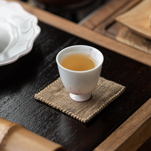 Guanlan Ceramics Hand Painted Small Teacup Porcelain Round Stemmed Tasting Cup For Kung Fu <b>Tea</b> <b>Set</b> With Pink Orchid Design - Product Image 4