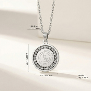 Collana all'ingrosso con preghiera della Serenità, ciondolo mani che si preghiano in acciaio inossidabile 316L, placcato oro PVD, gioielli religiosi Iced Out, fornitore - Product Image 2