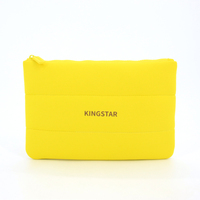 Pochette à fermeture éclair en néoprène avec logo personnalisé, pochette à bulles gonflée, sac de rangement pour cosmétiques, maquillage, soins de la peau pour femmes, pochette jaune pour l'été