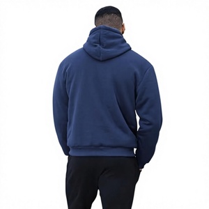 Sweat-shirt à capuche zippé en molleton bleu marine pour homme, coupe classique, couleur unie, idéal pour l'automne - Product Image 3