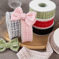 Ruban en tweed vintage de haute qualité, 3,8 cm, 10 yards, bord effiloché, pour emballage cadeau et décoration de bouquets