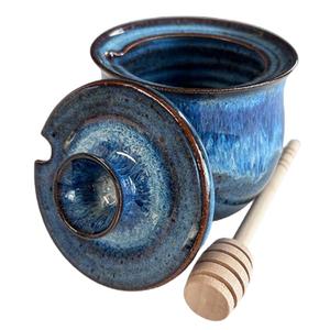 Pot à miel rustique en céramique <span class=keywords><strong>bleu</strong></span> lune personnalisé avec couvercle - Product Image 3