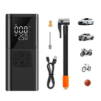 Portable 12V Tire Air Pump with USB Charging Power Bank Function Digital Display for Quick Car Bike Inflation Emergency Light