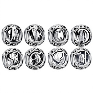 Breloque en argent sterling 925 avec lettre et zircon pour la création de bijoux DIY - Bracelet - Product Image 2