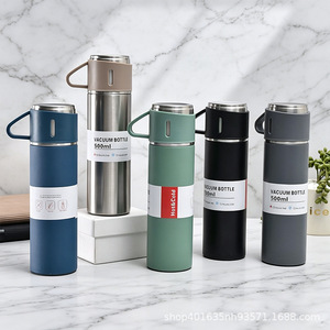 Stainless Steel Vacuum <b>Bottle</b> 500ml With Three Lids Gift Set For Hot Cold Drinks - Product Image 3