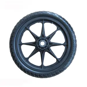 New 16-Inch PU Foam Tire Wheel 16x1.75 Non-Pneumatic Double-Wheel Barrow Cart Wheel for Retail Manufacturing Plants Home Use