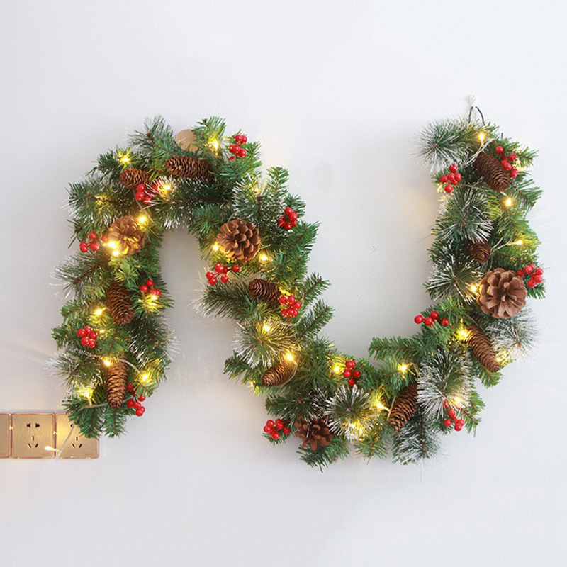 Christmas Garland with Lights Pre Lit Wreath for Indoor Home Xmas Decorations Battery Operated 6 Ft Chimney Garland