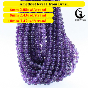 Perles en pierre d'améthyste Zhe Ying 100% naturelles, perles d'améthyste lavande <span class=keywords><strong>de</strong></span> 10 mm, perles en pierre naturelle en vrac pour la fabrication <span class=keywords><strong>de</strong></span> bijoux - Product Image 5