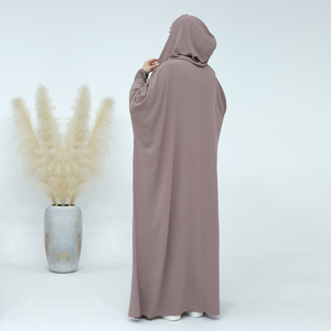 2024 Eid ramazan kadın çift kapşonlu Abaya Kaftan uzun hırka Robe Maxi islami elbise rahat Dubai nefes Polyester - Product Image 2